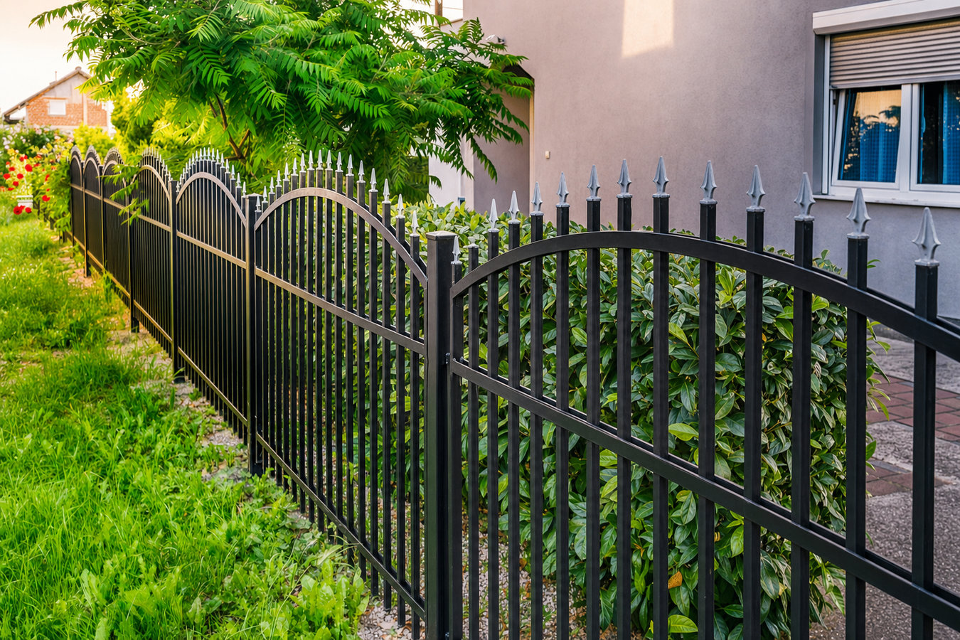 Ornamental iron fence installation